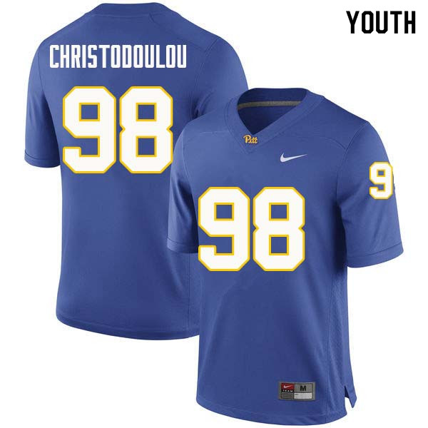 Youth #98 Kirk Christodoulou Pittsburgh Panthers College Football Jerseys Sale-Royal